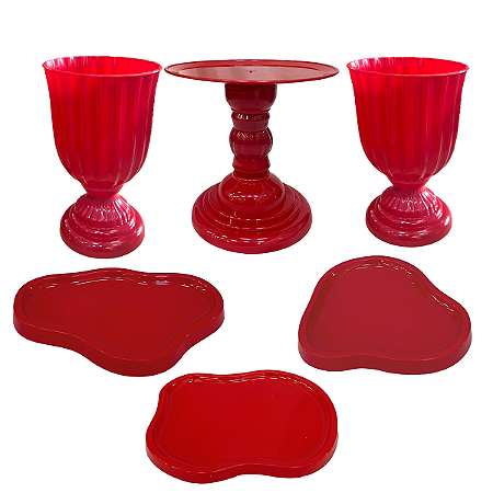 Kit Dubai Orgânico Vermelho Para Mesas Festas Peças Variadas