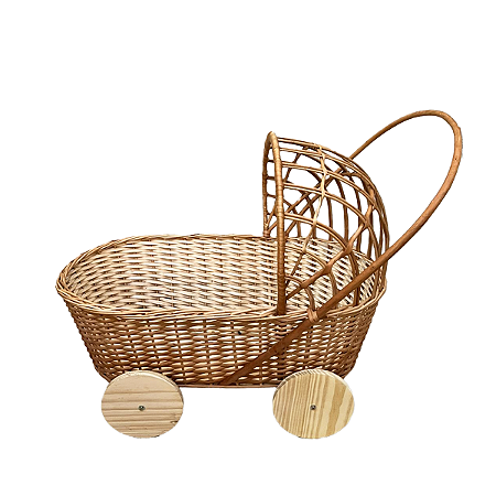 Carrinho de Bebê De Vime GG Pajem Sem Verniz Decoração