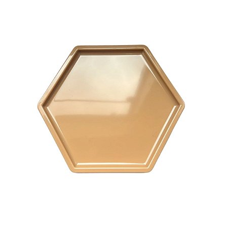 Bandeja Sextavada Dubai Plástica Caramelo Grande Decorativa