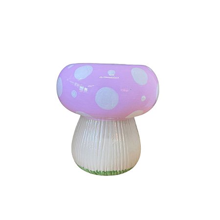 CACHEPOT CERAMICA COGUMELO ROSA BEBE GRAMA VERDE