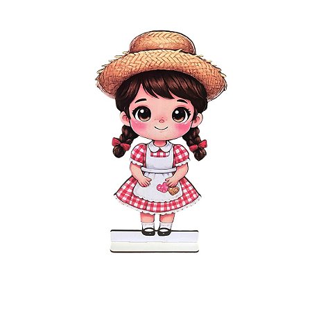 Display Adesivo Festa Junina Menina Camisa Xadrez Vermelho