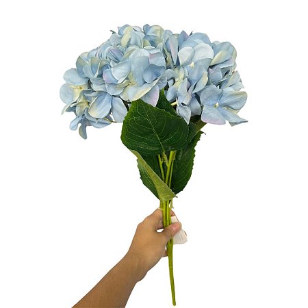 Buque Hortencia Azul Flor Artificial Para Decoração
