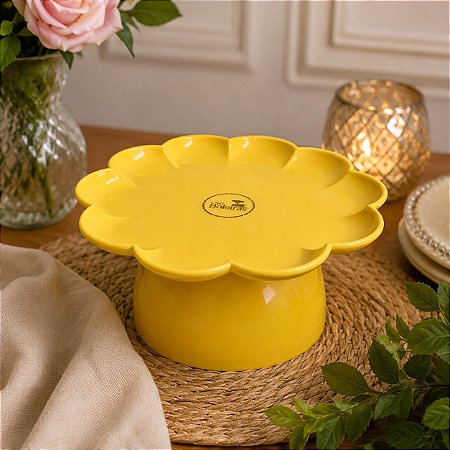 Boleira Flor Grande Com Pé Só Boleiras Amarelo Butter Festa