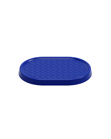 Bandeja Plástica Oval Tela Indiana Azul Turquesa Decorar Festa