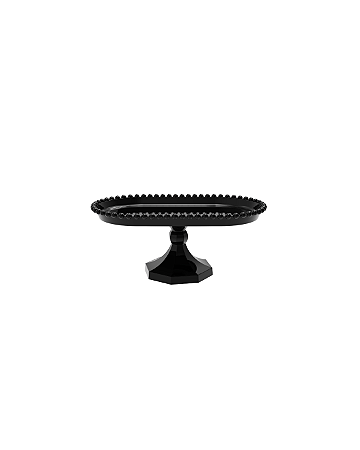 Boleira Pérola Oval Plástico Preto Decoração