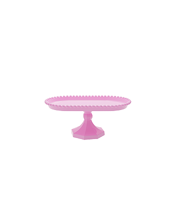 Boleira Pérola Oval Plástico Rosa Candy Decoração