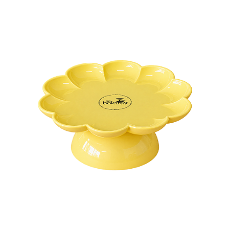 Boleira Flor Com Pé  Pequeno Amarelo Butter Só Boleiras Decorativo