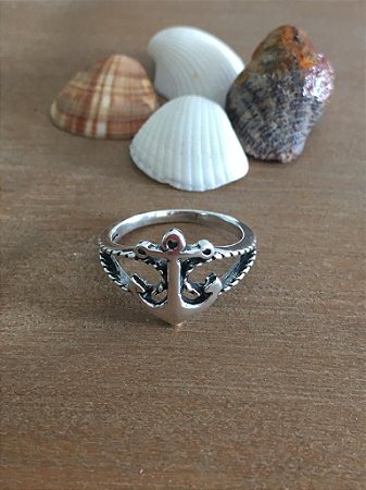 Anel Âncora Boho E Prata Branca - Prata 925