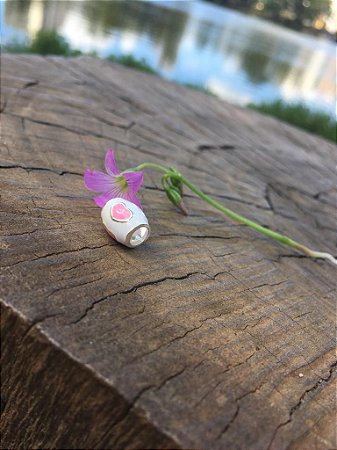 Espaçador Coração Rosa - Prata 925