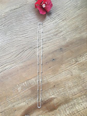 Corrente  Fina Veneziana De Bolinha - Prata 925 - 45 cm