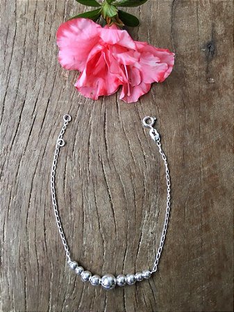 Pulseira Com Bolas Centrais - Prata 925