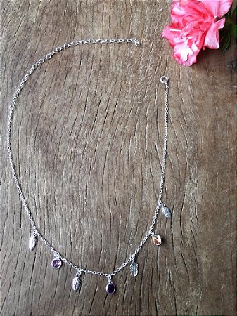 Chocker De Folhas E Zircônias - Prata 925