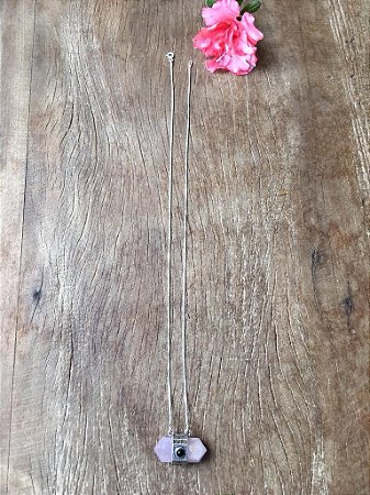 Pendente Com Cristal Quartzo Rosa - Prata 925
