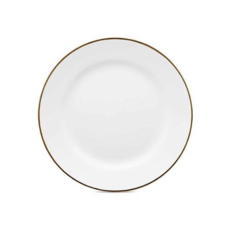 Prato Sobremesa Porcelana Borda Dourada Bonechina