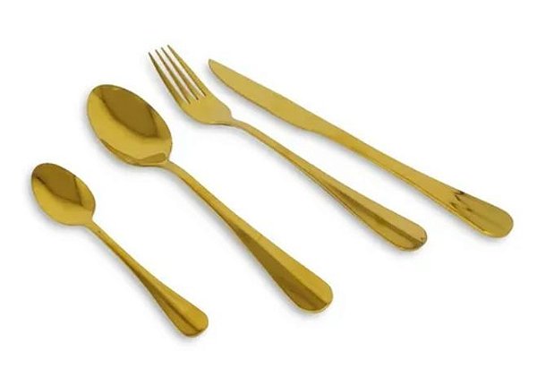 Faqueiro 24 Peças Positano Dourado