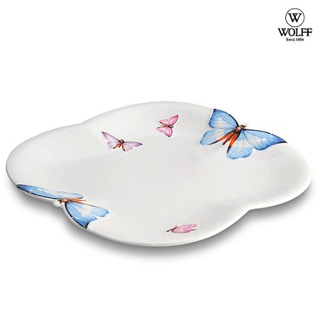 Conjunto 6 Pratos Rasos De Porcelana Borboletas