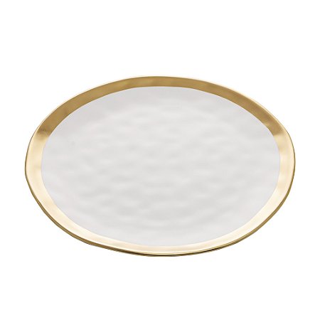 Prato Raso Dubai Branco E Dourado