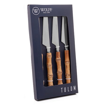 Conjunto 4 Facas De Refeição Com Cabo Em Bambu Tulum 22cm