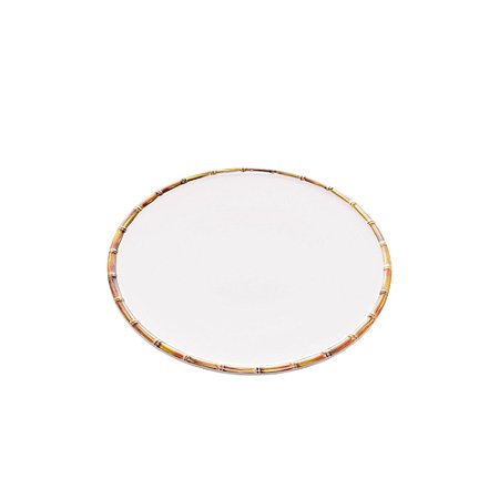 Prato Sobremesa Melamina Bambu Branco 22cm