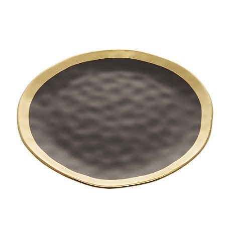 Prato Raso Preto E Dourado Dubai 25cm