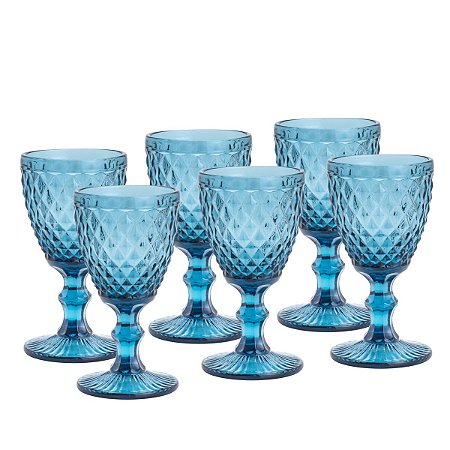 Conjunto 6 Taças Bico de Abacaxi Azul 325ml