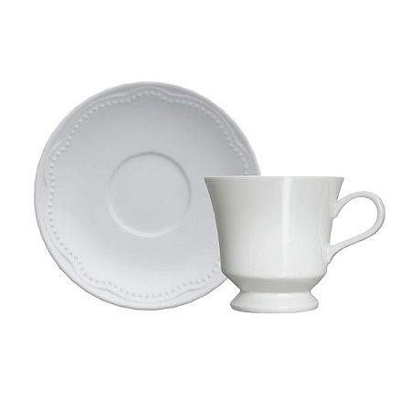 Xícara De Chá Com Pires Cottage Bolinha Branco 190ml