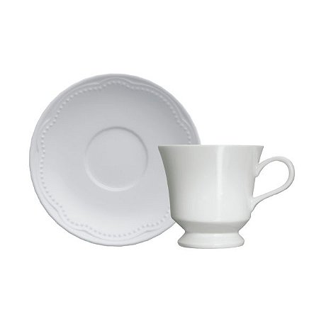 Xícara De Café Com Pires Cottage Bolinha Branco 80ml
