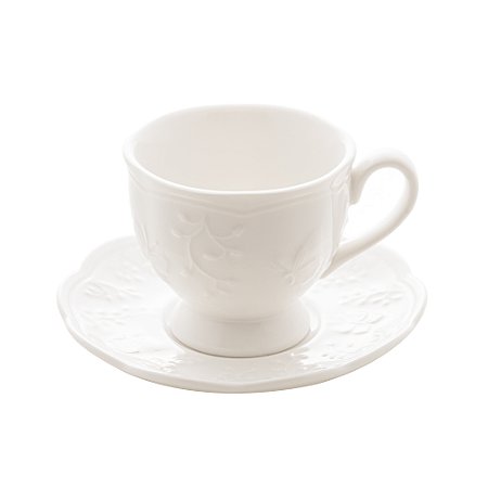 Xícara de Café com Pires Butterfly flores 100ml