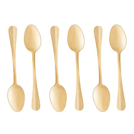 Conjunto 6 Colheres De Sobremesa Positano Dourado 12Cm