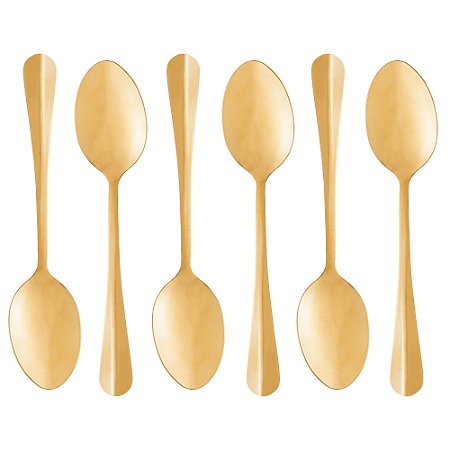 Conjunto 6 Colheres de Mesa Positano Dourado 18Cm