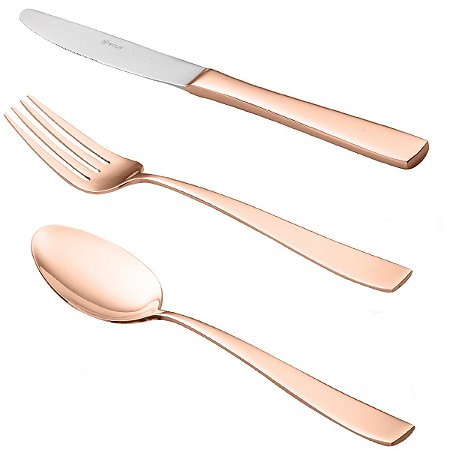 Faqueiro Aço Inox Rose Gold Pisa 30 Peças