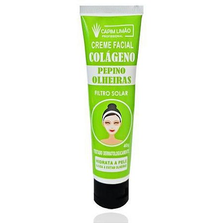 Creme Facial Colágeno - Pepino Olheiras - Filtro Solar Capim Limão