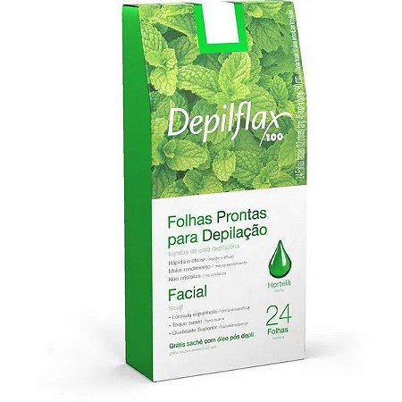 DEPILFLAX FOLHAS PRONTAS P/ DEPILAÇÃO FACIAL HORTELÃ 24und