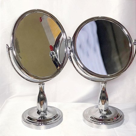 Espelho De Mesa Dupla Face Oval Com Aumento