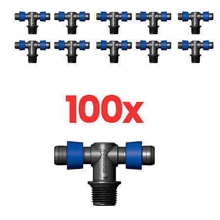 Conector Te Para Flexnet Anel Azul 1/2" Rosca Macho - Netafim -100 Unid