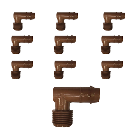 Conector Cotovelo Dentado Para Flexnet 16/17mm X 1/2" Rosca Macho - 10 Unid