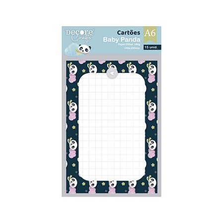 BABY PANDA CARTÕES - 150X100MM - 180g - Embalagem com 15 folhas - 3 estampas de cada