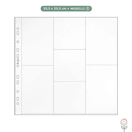 Kit Plástico para Álbum com Furação Universal Juju Scrapbook 30,5 x 30,5 cm Modelo 3 com 10 unidades