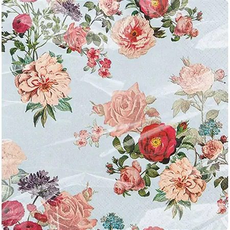 GUARDANAPO 20 UNIDADES - FLORES E ROSAS FD AZUL