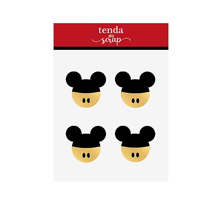 APLIQUE ACRÍLICO MICKEY DUPLO PRETO E DOURADO