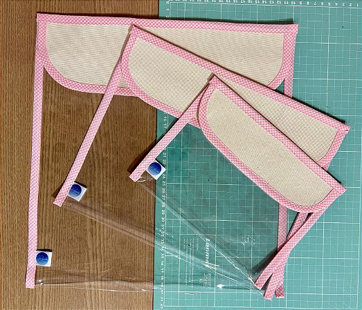 KIT PASTAS ORGANIZADORAS - 3 TAMANHOS - ROSA TRANSPARENTE