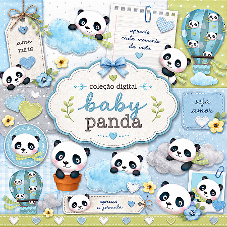 Coleção Digital - Baby Panda - 16 arquivos de impressão