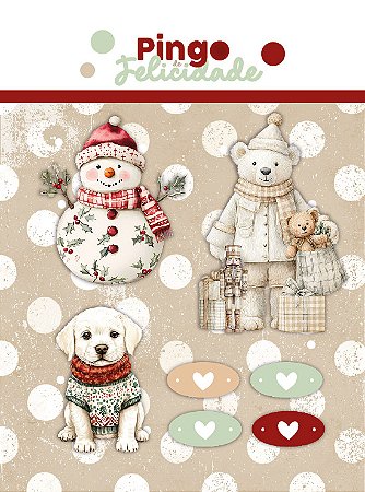 DTF UV - PINGO DE FELICIDADE BONECO DE NEVE