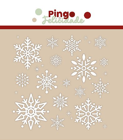 Coleção Pingo de Felicidade - DTF UV Floco de Neve - 15 x 15 cm