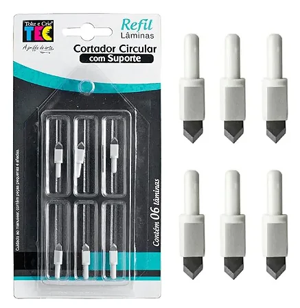 Kit com 6 Lâminas Refil para Cortador Circular com Suporte Toke e Crie