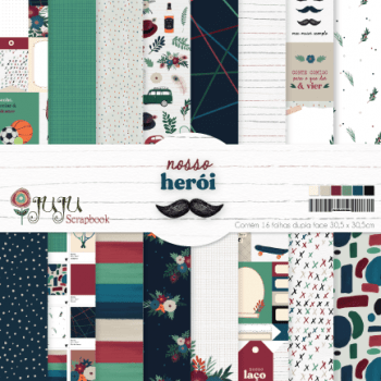 Kit Coordenado - Colecao Nosso Heroi 14 Folhas - Juju Scrapbook