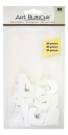 Números em ChipBoard Branco - 20 peças