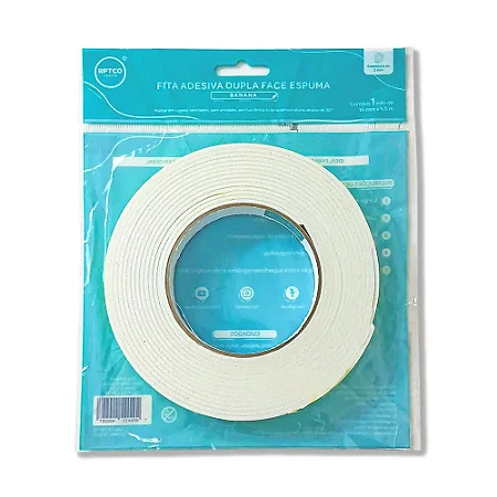 Fita Adesiva de Espuma Dupla Face 18 mm x 5,5 m Repeteco (Fita Banana)