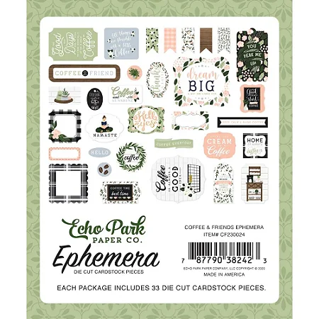 Coffee & Friends Echo Park Cardstock Ephemera 33/Pkg