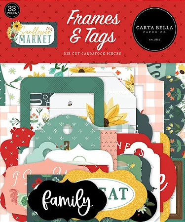 Carta Bella SUNFLOWER MARKET Frames & Tags Ephemera Die Cut Pieces 33p